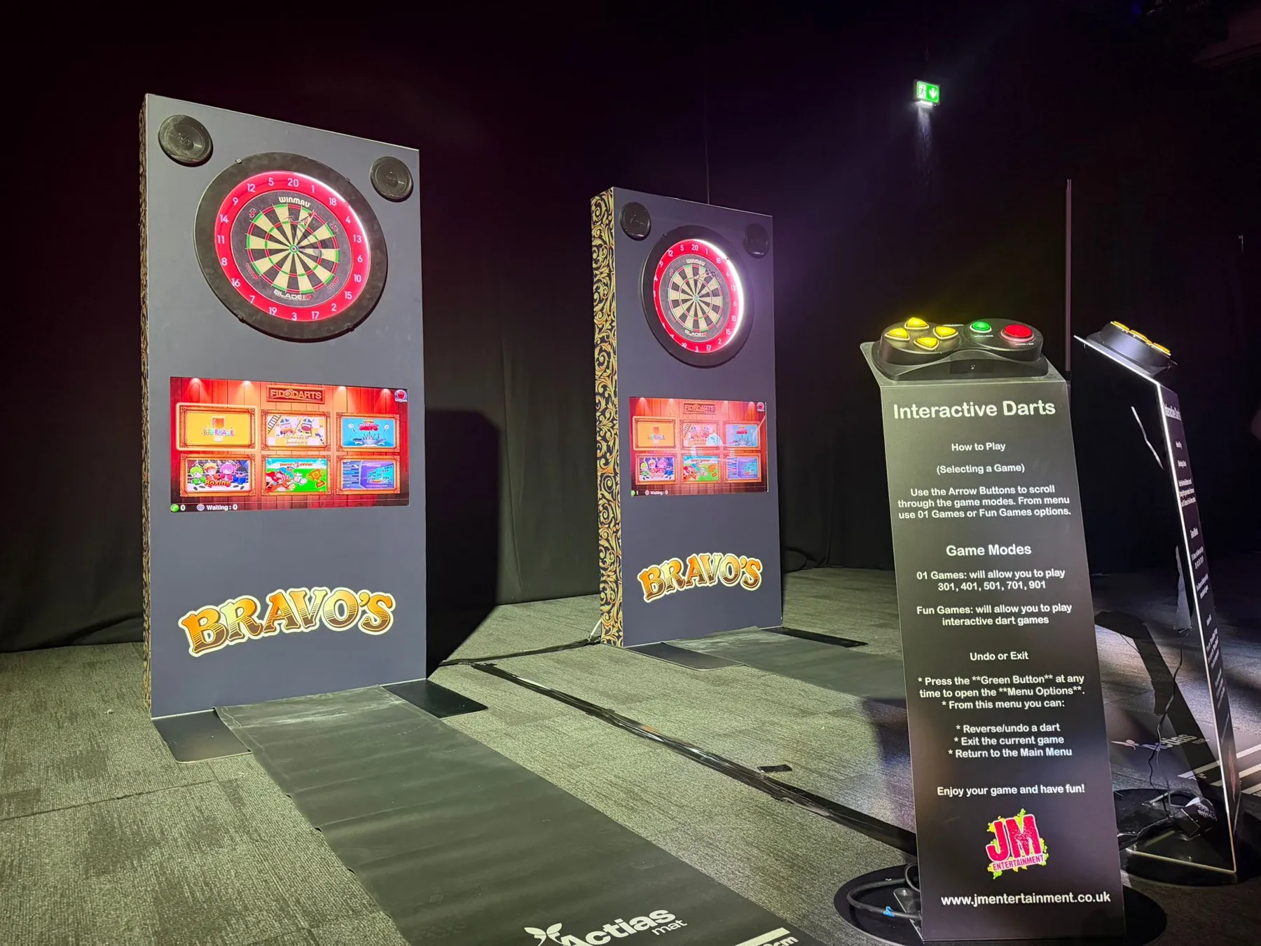 Interactive darts fun games menu